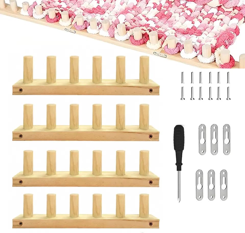 48" Adjustable Wooden Chunky Knitting Loom - No-Needle Loom for Chunky Yarn Blankets, Scarves & Home Decor | Includes Assembly Tools for Quick Setup