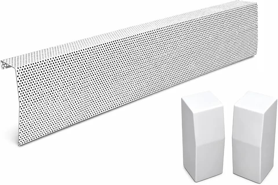 Baseboarders Premium Series 5 ft (60 in) Galvanized Steel Slip-On Baseboard Heater Cover + Left & Right Endcaps, Rust Resistant, White, for Hydronic Hot-Water Systems