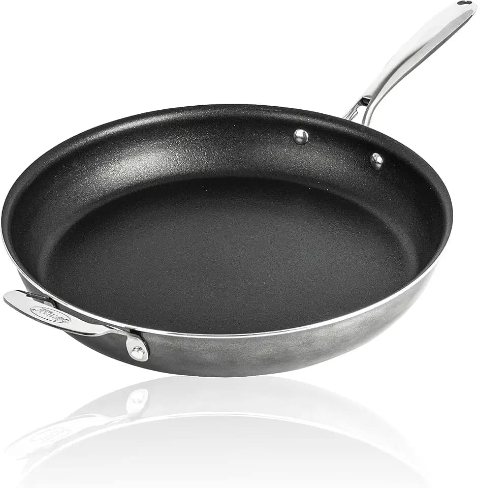 Granitestone 14 Inch Large Non stick Frying Pan for Cooking, Frying Pans Nonstick, Ultra Durable Mineral and Diamond Coating, Family Sized Open Skillet, Oven and Dishwasher Safe, Black