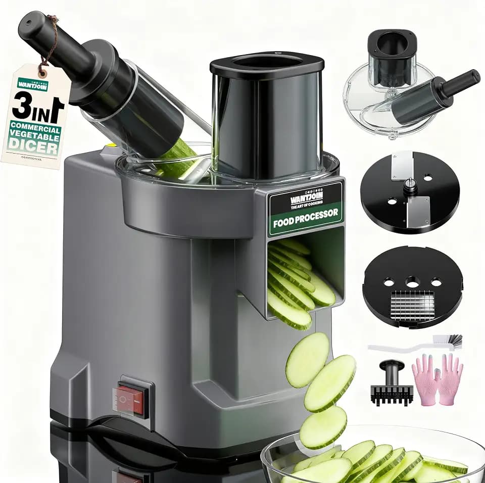 WantJoin 3 in 1 Electric Vegetable Chopper - Multifunctional Commercial Vegetable Dicer Food Fruit Processor Stainless Steel Blades for Slicing(2.5mm)