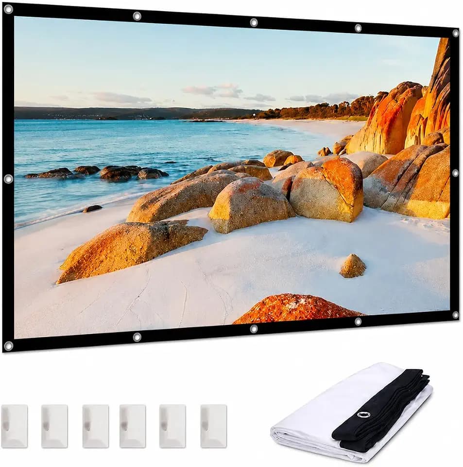 IN&VI Leinwand Beamer Outdoor 150 Zoll 16:9 HD Faltbarer Beamer Leinwand, Anti-Falten Doppelseitige Tragbarer Projektor Leinwände für Zuhause, Schule, Treffen