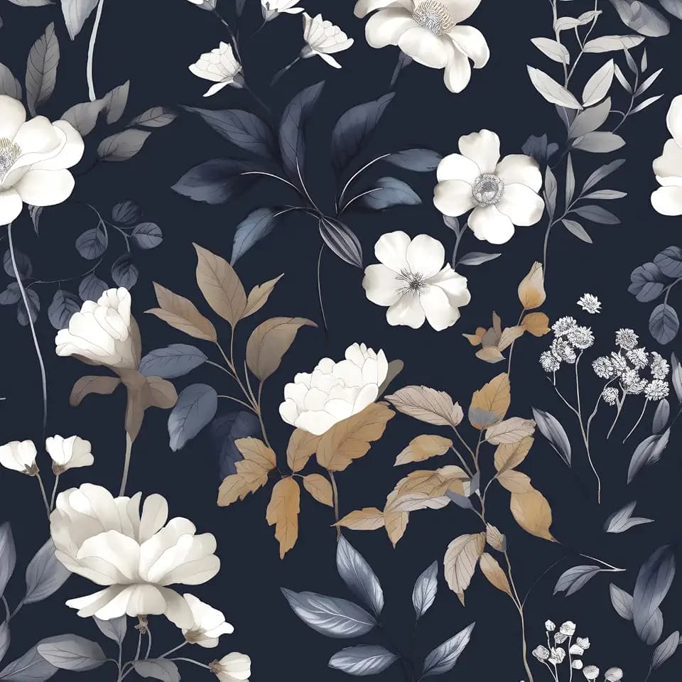 ILHIIOR Dark Blue Boho Floral Peel and Stick Wallpaper 17.5 x 118 Inches
