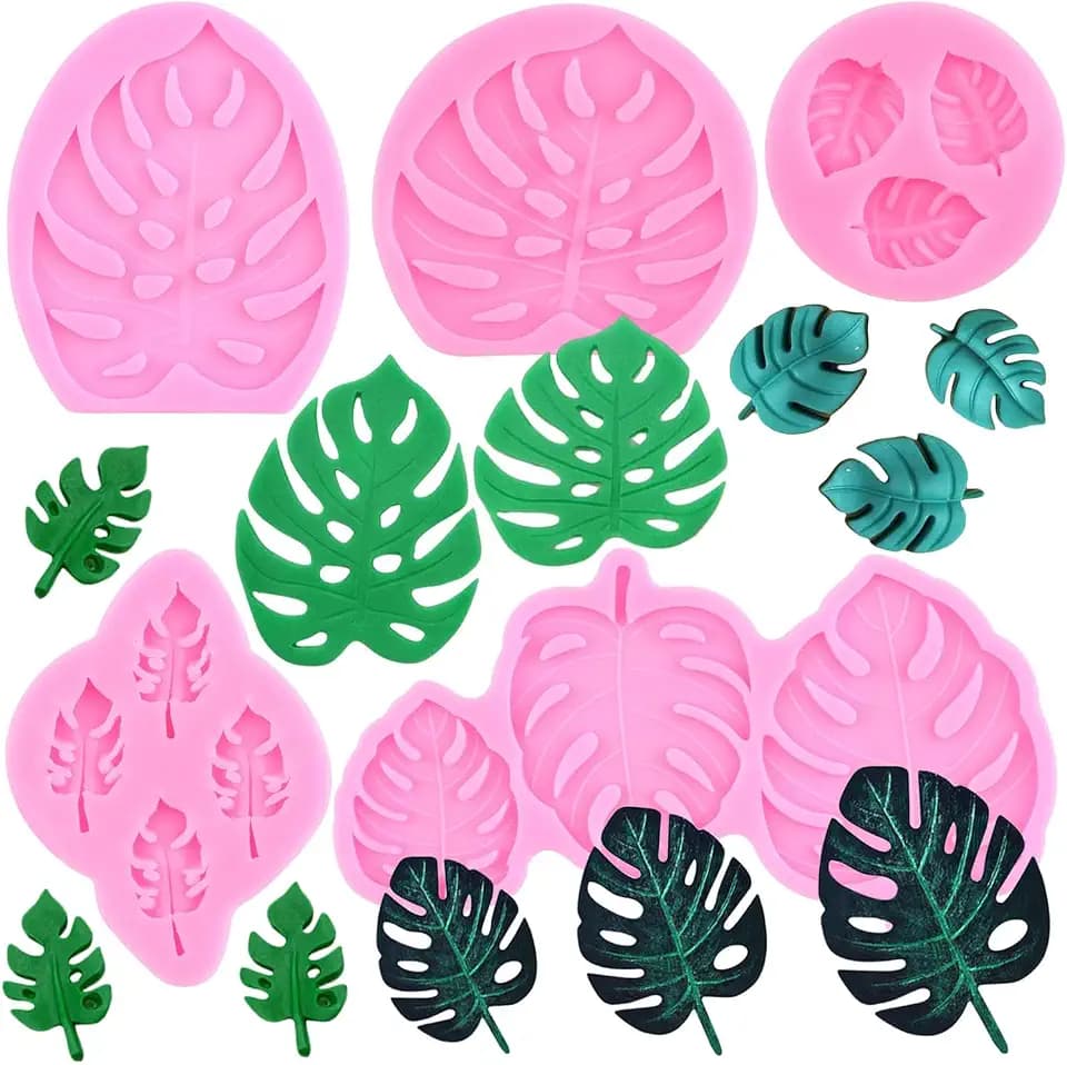 ZiXiang Tropical Leaf Silicone Mold Monstera Leaves Fondant Molds Set Of 5