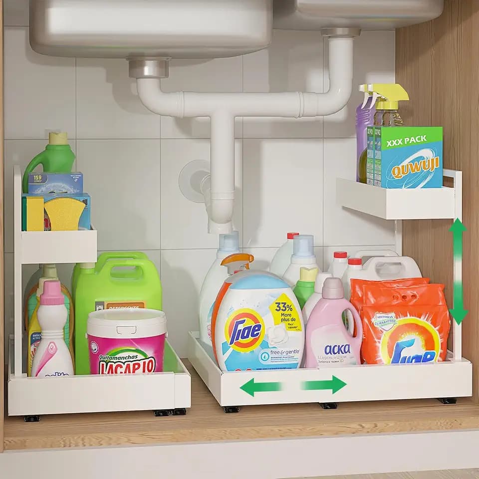 REALINN Expandable Under Sink Organizer with 6-Level Height Adjustment