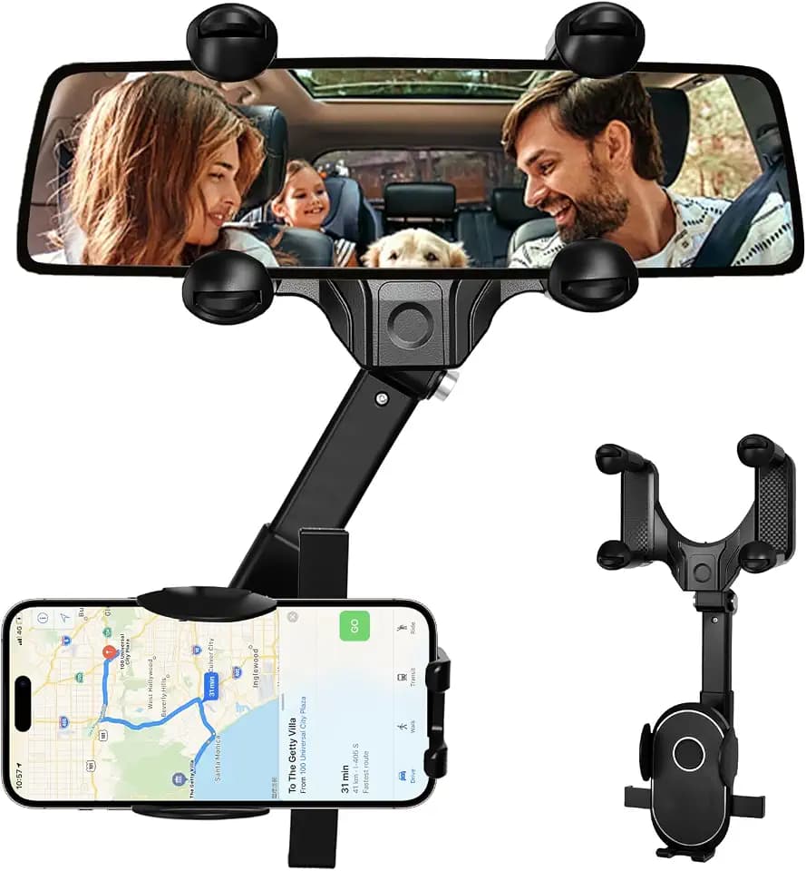 Rückspiegel Telefonhalter, Auto Rückspiegel Handyhalterung, 360° Drehbarer & Einziehbarer Rück Spiegel Telefonhalterung, Auto Spiegel Handyhalter KFZ Handy Halterung für Alle Handys