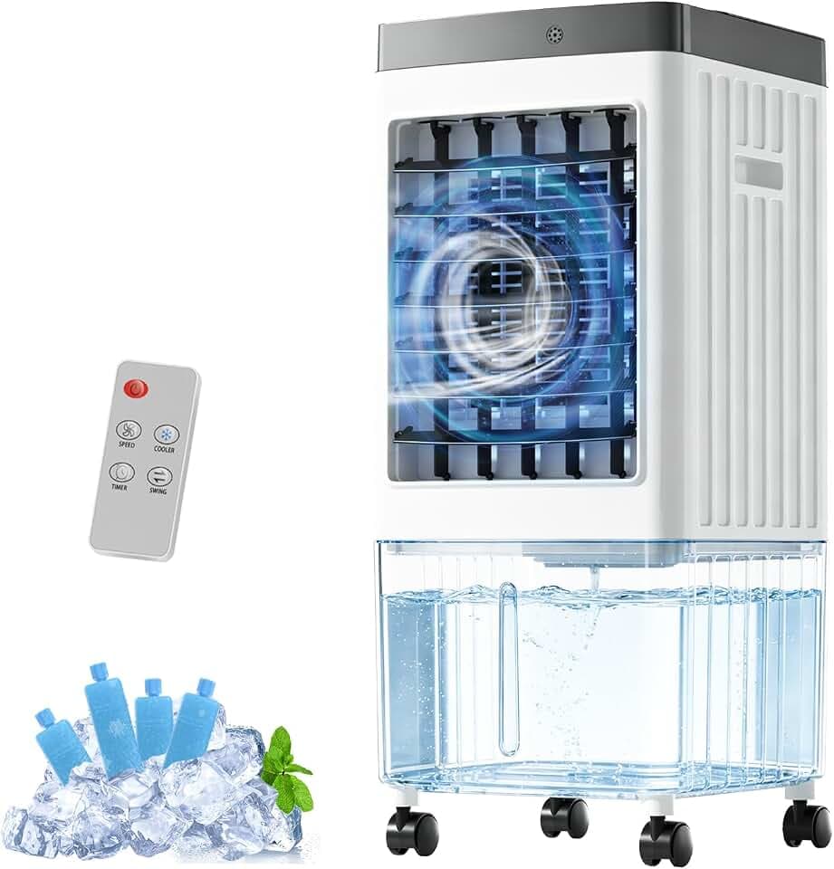 Portable Air Conditioners,Evaporative Swamp Air Cooler 3-in-1 Free Standing Cooling AC Unit with Fan & Humidifier,Windowless Portable AC Unit with Remote, Fast Cooling, 7H Timer for Bedroom,Office