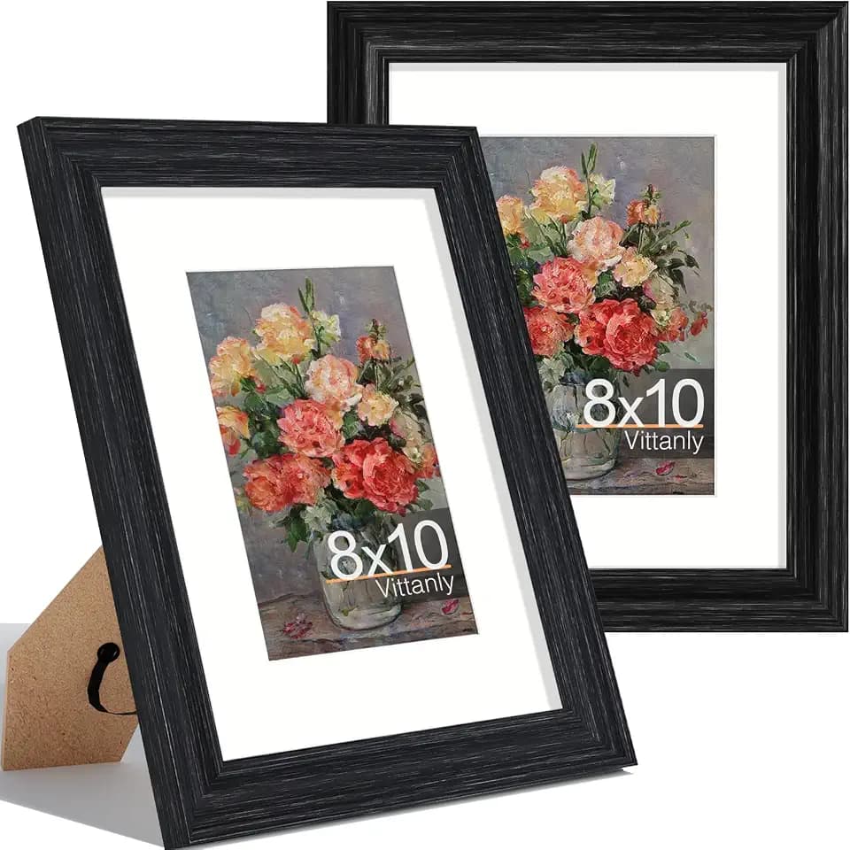 Vittanly 8x10 Picture Frames, Vintage Photo Frames, Distressed Black, 2-Pk