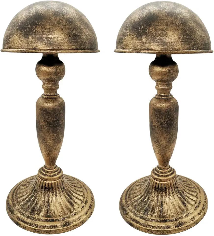 Owlgift Vintage Style Dome Shape Removable Metal Hat Rack, Cap, Wig Storage Holder Display Stand, Bronze (2pcs)