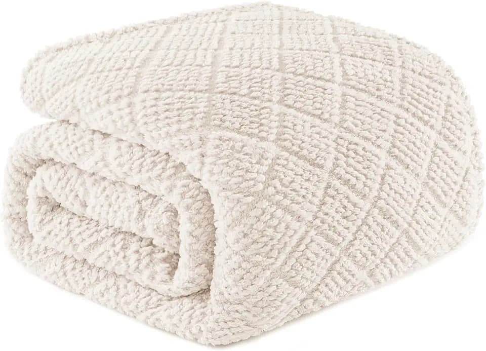 Whale Flotilla Soft Fleece King Size Blanket for Bed, Ivory White