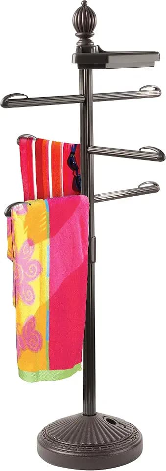 O2COOL Pool & Spa Valet Adjustable Patio Towel Holder Weighted Bronze