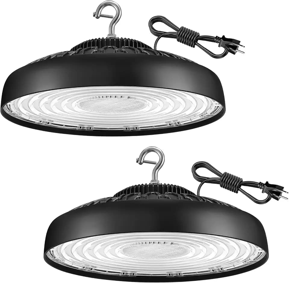 2 Pack 400W UFO LED High Bay Light, 60,000LM 5000K Daylight, with 10FT UL Listed 18 AWG 3-Prong Plug,Replaces 1600W MH/HPS, for Warehouse Workshop Gym Stadium Industrial & Commercial Ceiling