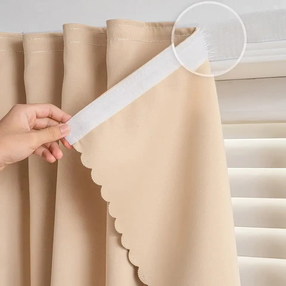 Self Adhesive Curtains, Blackout Curtains, No Drilling Rodless Design for Bedroom Window Blinds, Privacy Decoration(Beige 71 * 72in-1P)