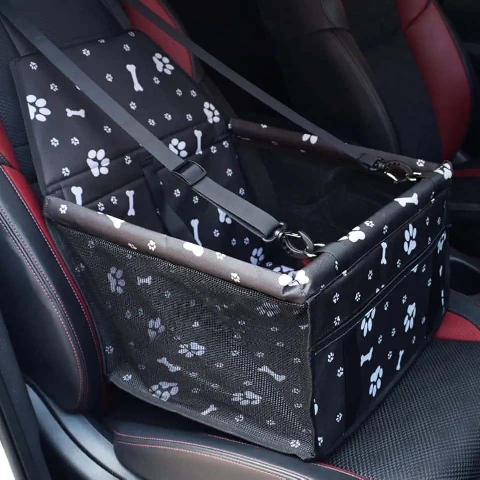 Hunde Vordersitz Autositz für Kleine Mittlere Hunde mit Sicherheitsgurt Faltbare Hundedecke Autositzbezug Beifahrsitz Wasserdicht Transporttasche Schwarz