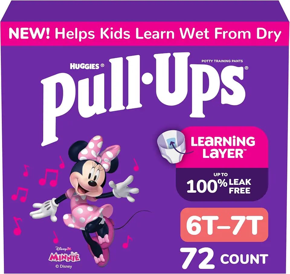Pull-Ups Girls' Potty Training Pants, Size 6T-7T Training Underwear (55-75 lbs), 72 Count
