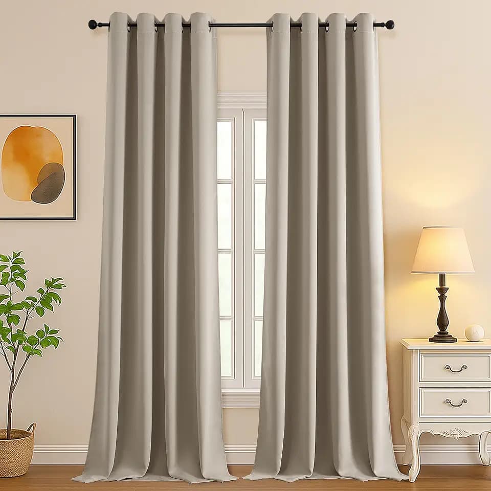 Simplebrand Stone Extra Long 10ft Curtains for Patio 120 Inches Long 2 Panels Set, Room Darkening Light Blocking Solid Thermal Insulated Energy Saving Grommet Noise Reducing Curtains, 50 Wx120 L