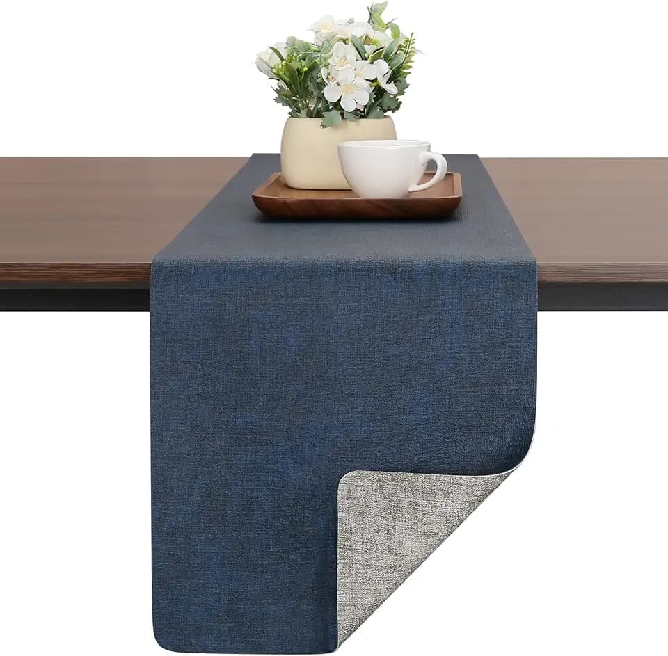 Table Runners 55 Inch Long, Dual-Sided Faux Leather Table Runner