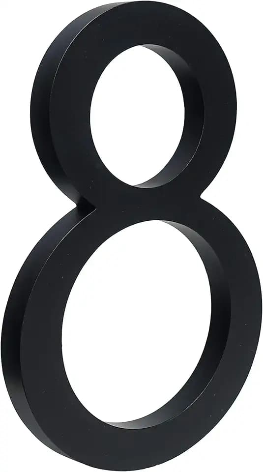 HASWARE Schwimmende Hausnummer 6 Zoll (15 cm) Stilvolle Türnummern Alphabet Plaque Straße Privatadresse Ziffern (8, Schwarz)