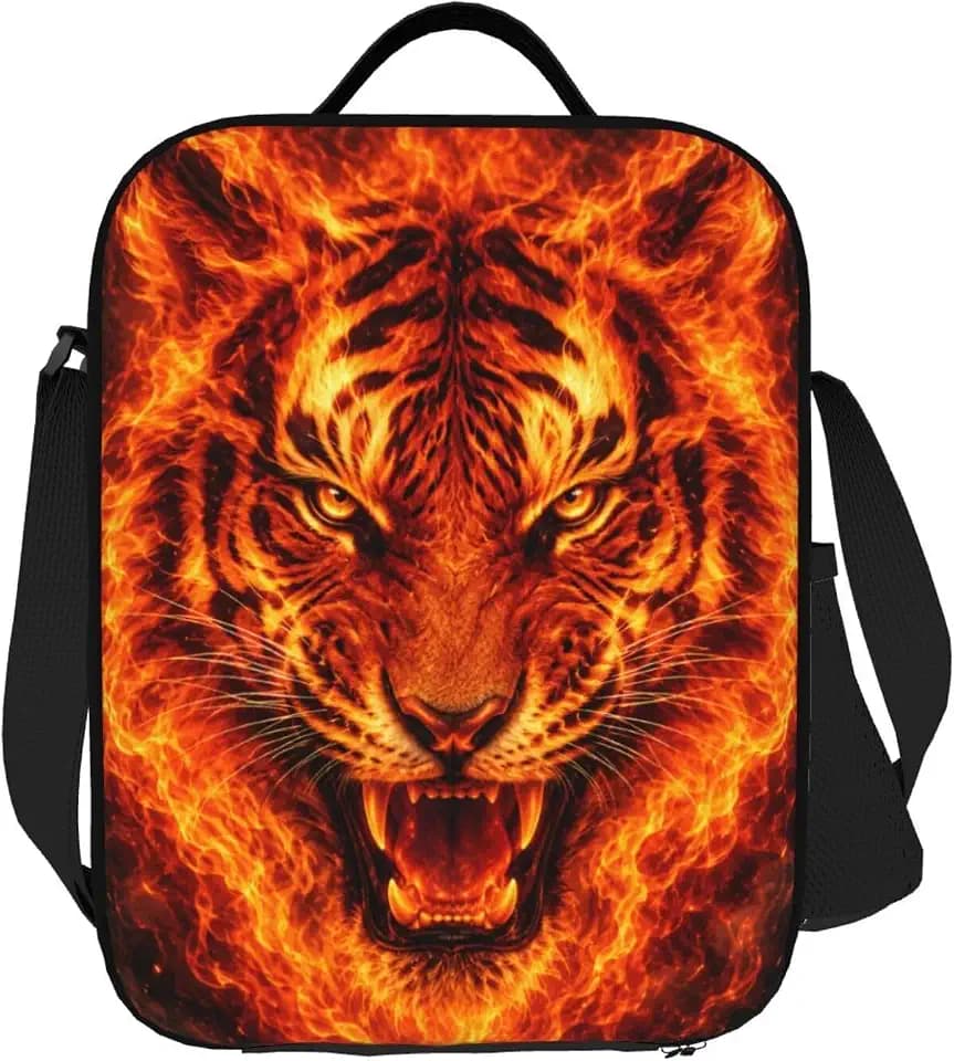 Insulated Lunch Bag for Men Women Tiger Lunch Box Funny Lunch Bag With Adjustable Shoulder Strap Cool Animal for Office Picnic Hiking