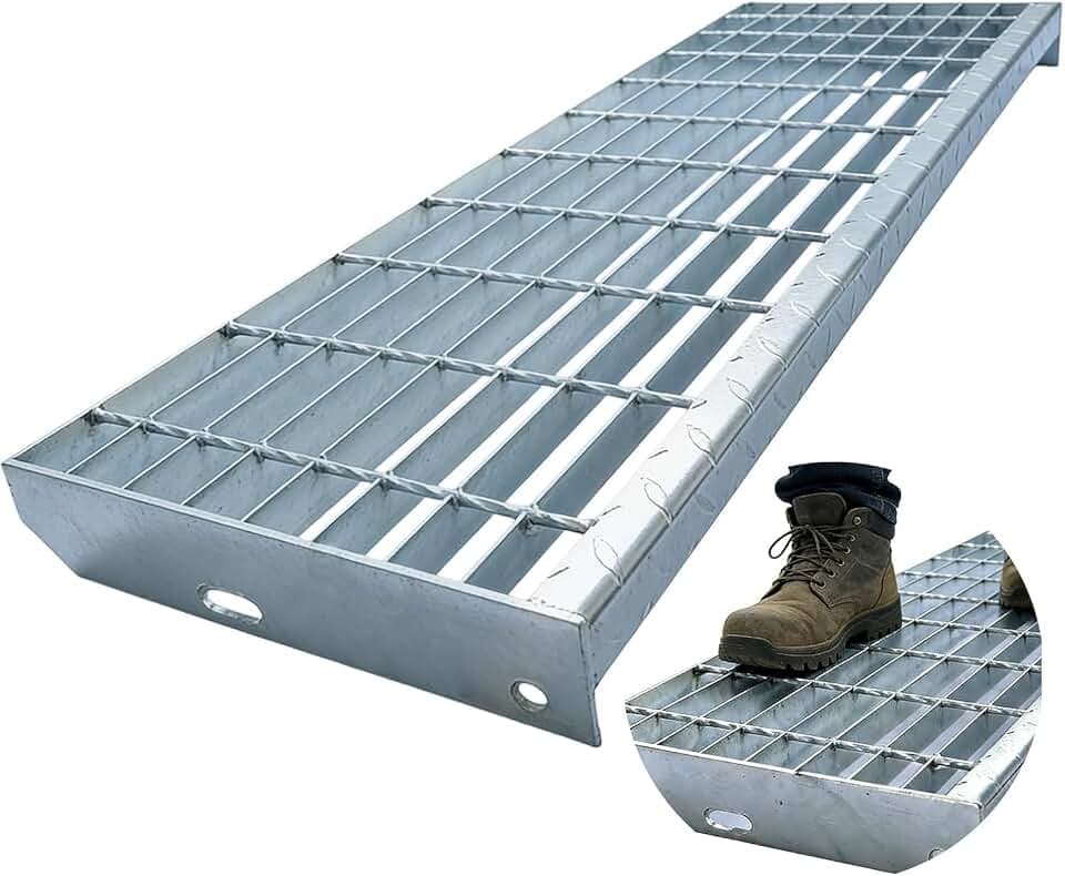 2pcs Galvanized Steel Stair Tread 36 * 12in T4 Metal Bar Grating