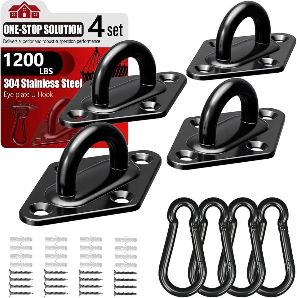 sprookber 304 Stainless Steel Pad Eye Snap Hook,M8 Ceiling Hook 1200Lb,8Pcs