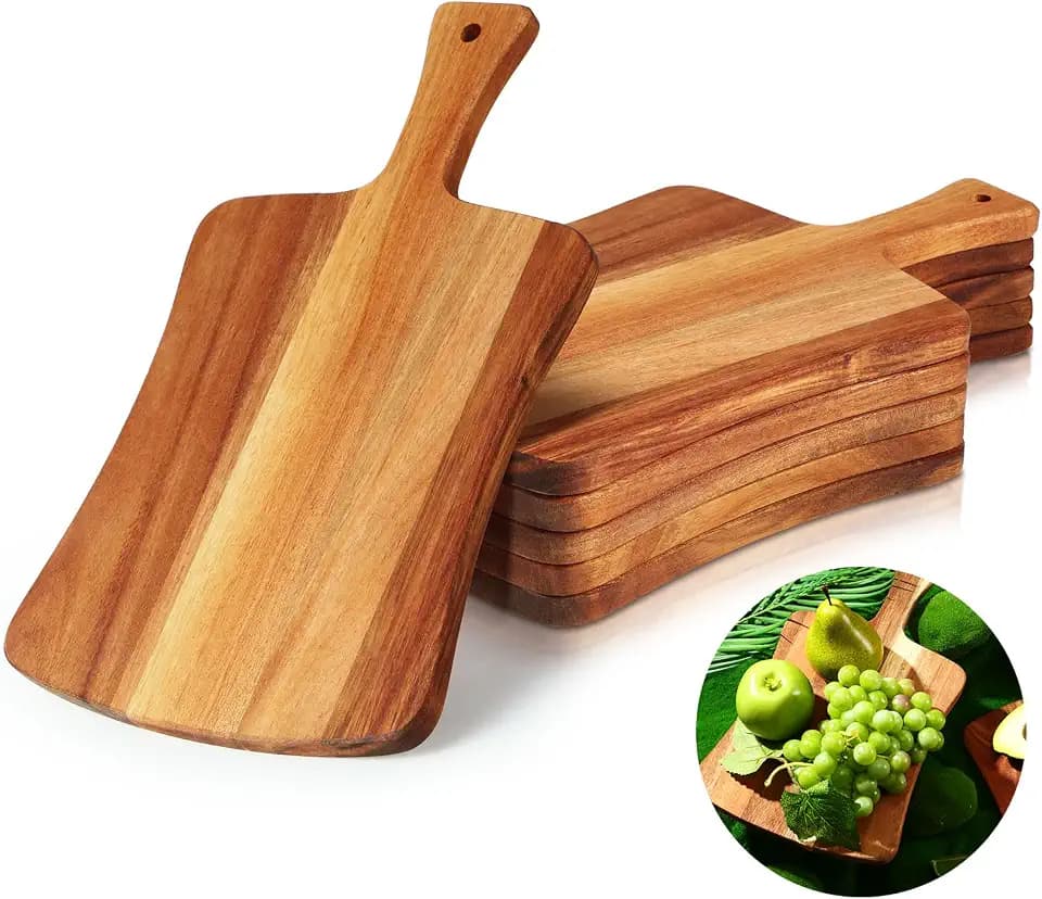 Layhit 6 Pack Thick Acacia Wood Cutting Board for Cooking DIY Engraving