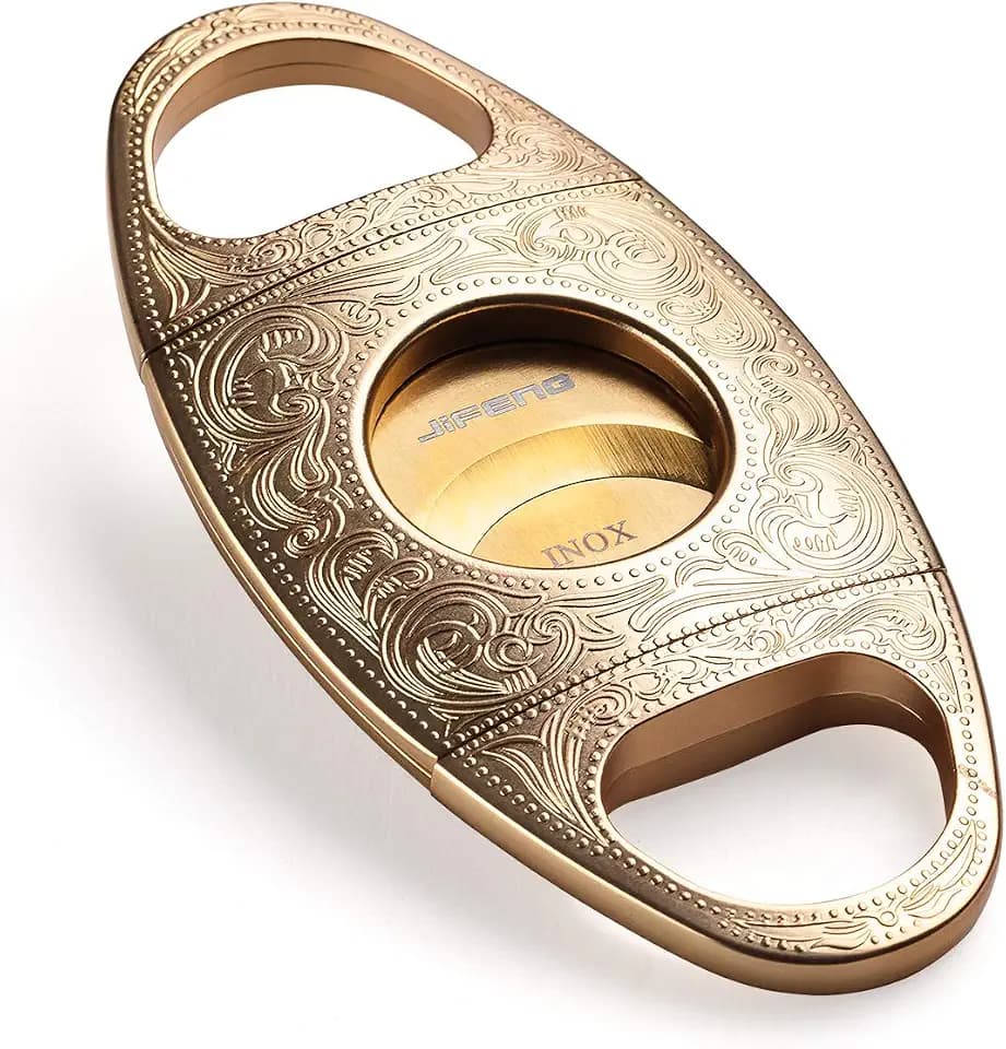 Cigar Cutter Gold Carving Stainless Steel Double Blades Cigar Guillotine