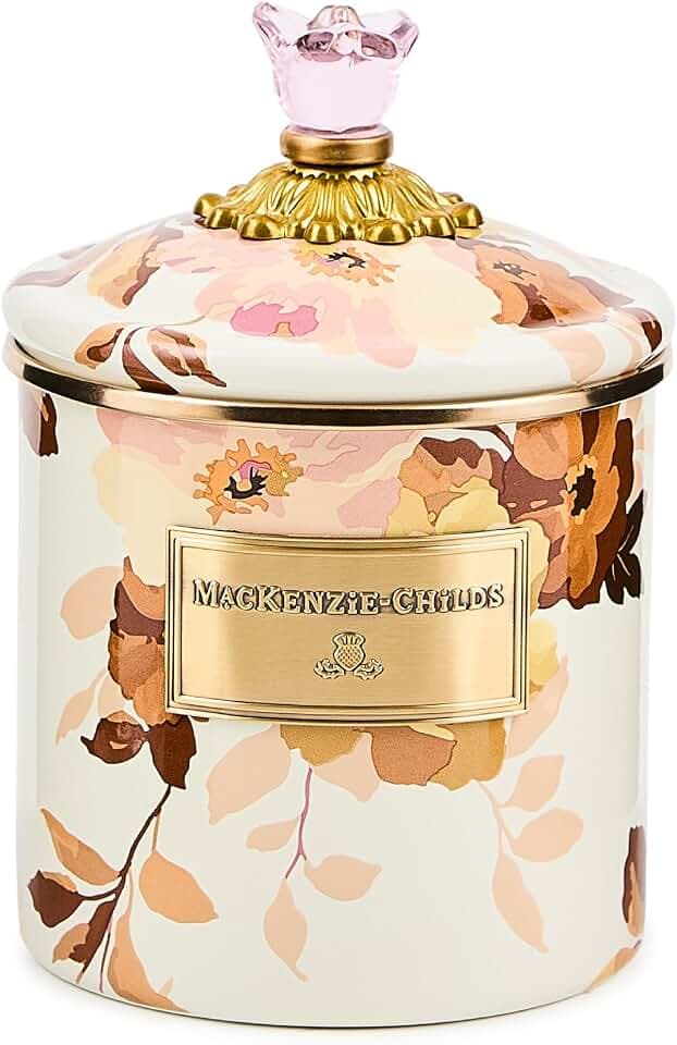 MACKENZIE-CHILDS Enamel Canister, Small, Wild Rose White