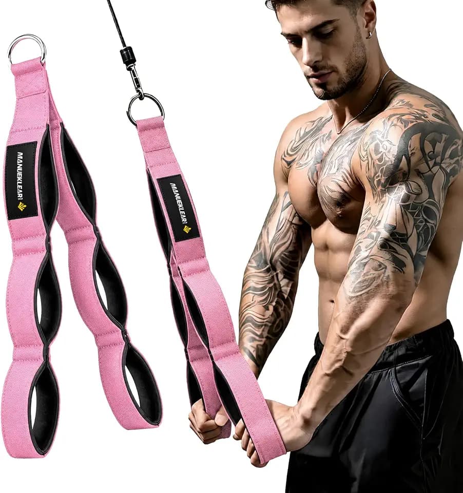 MANUEKLEAR 24-Inch 3-Grip Tricep Rope Cable Attachment for Gym Greater ROM