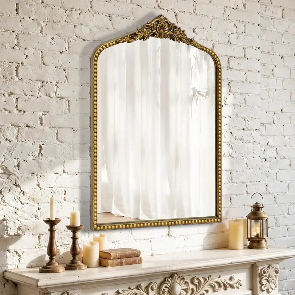 Gold Baroque Mirror Antique 19x28 Inches