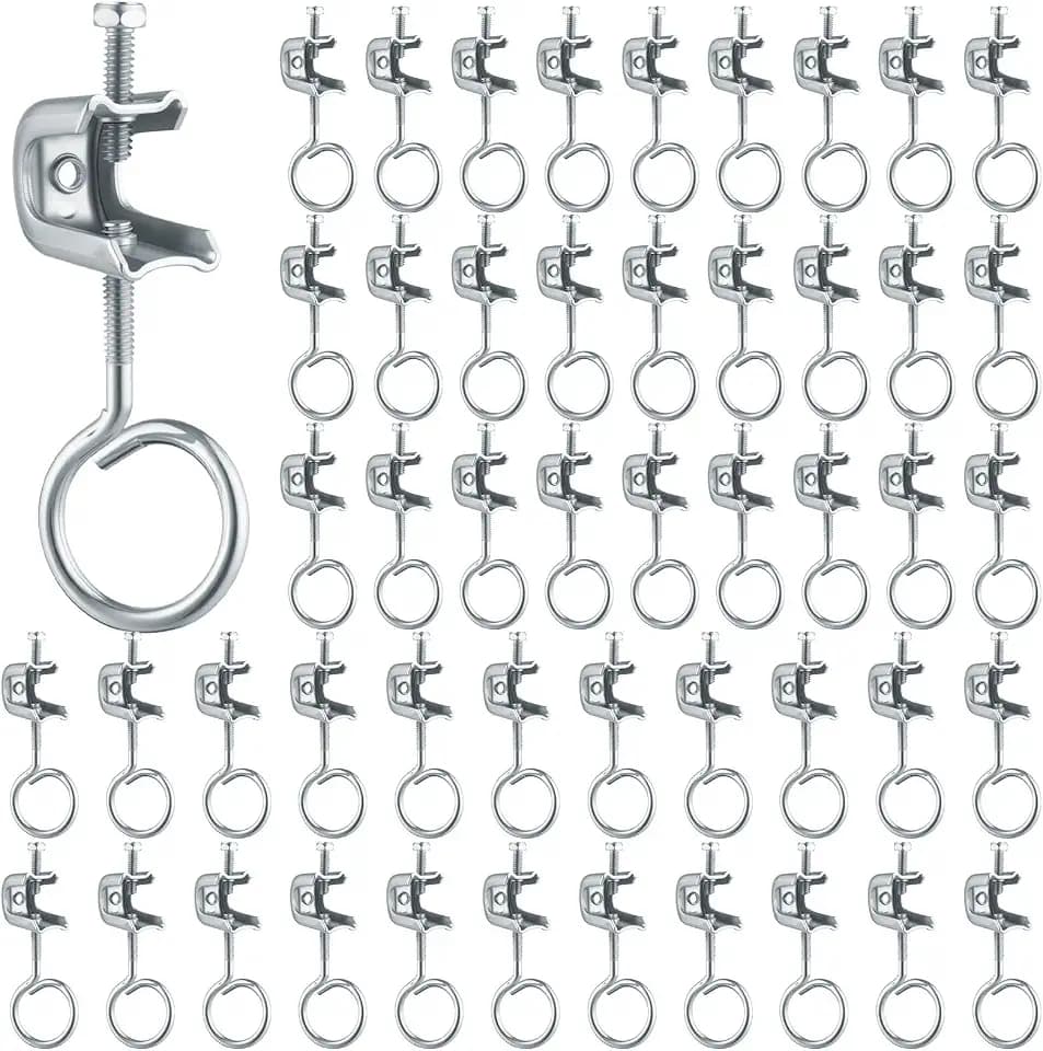 50Pack 1/4" x 20 Beam Clamps with Screw Rings,1 1/4 Inch Bridle Ring