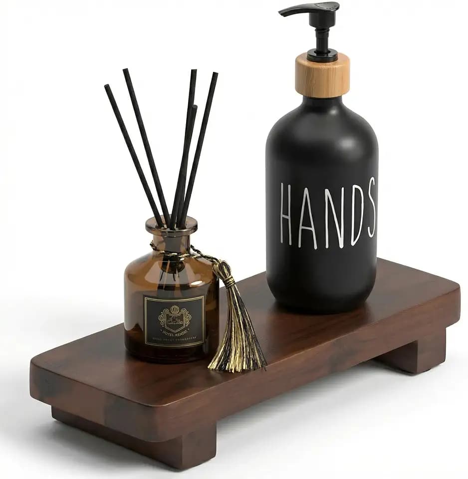 DEMIGO Soap Stand & Riser, Dark Brown Acacia Wood Bar Soap Tray, 9.8 x 4 in