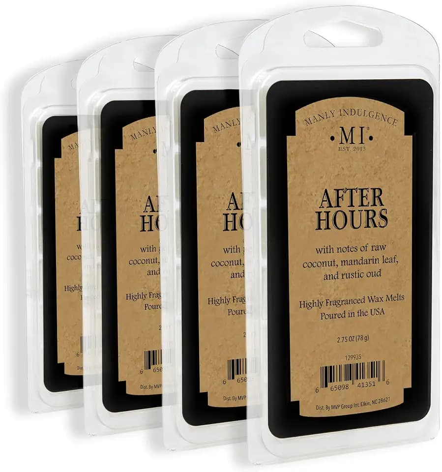 Manly Indulgence After Hours Scented Wax Melts, Wax Melt Warmer Cubes, Long Lasting Scented Wax Warmer Cubes, 4 Pack, 6 Cubes Each - Made in The USA