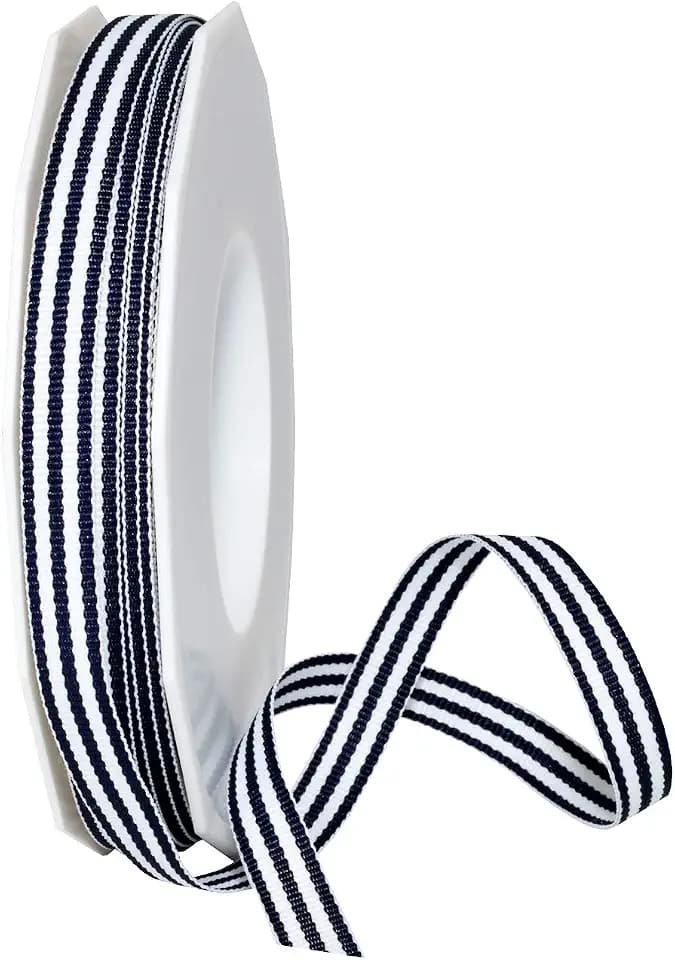 Morex Ribbon, Grosgrain Stripes, 3/8 Inch by 20 Yards, Navy