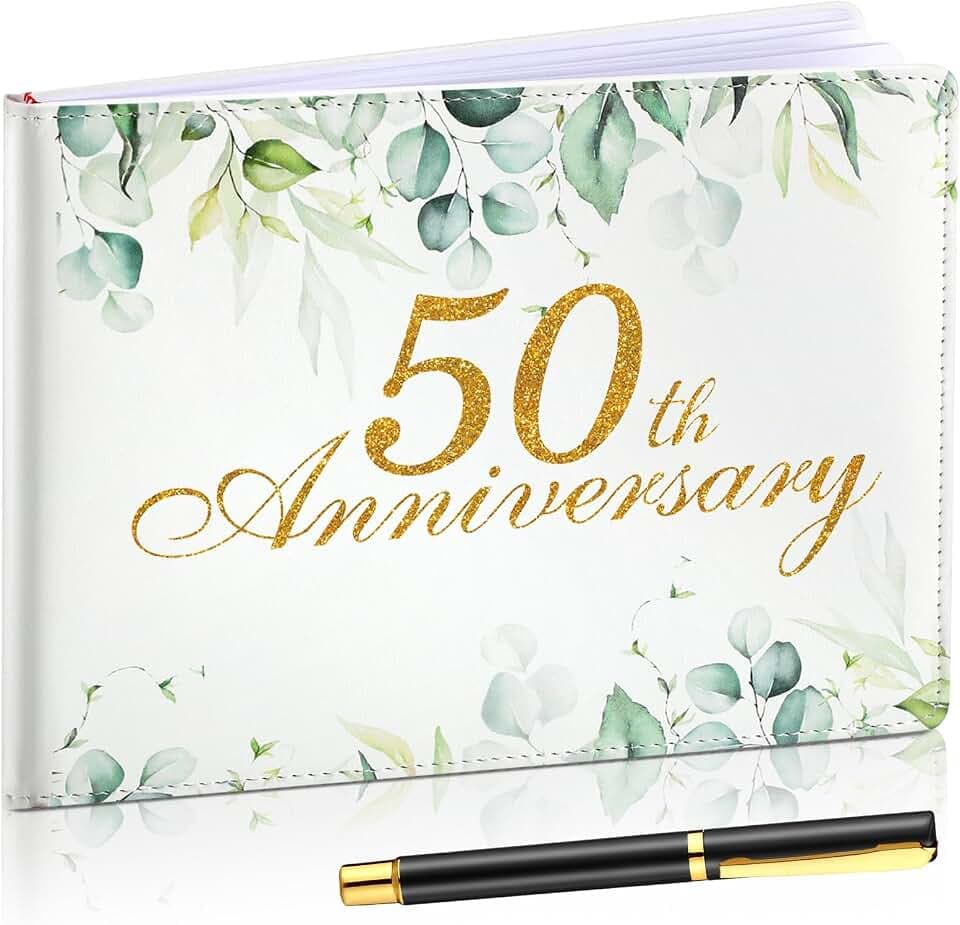 Patelai 50th Anniversary Wedding Guest Book with Pen, 112 Pages