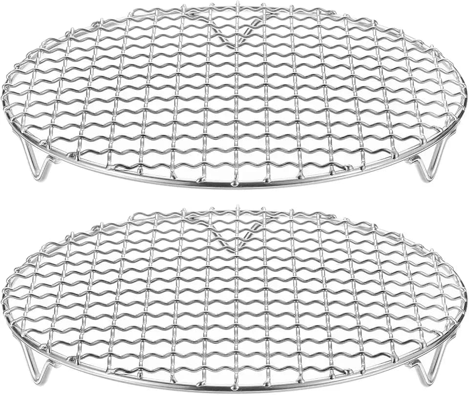 HARFINGTON 2pcs Round Cooking Rack 8.3-inch 201 Stainless Steel Cross Wire Barbecue Grill Net with 20mm Legs for Cooking Baking Steaming BBQ