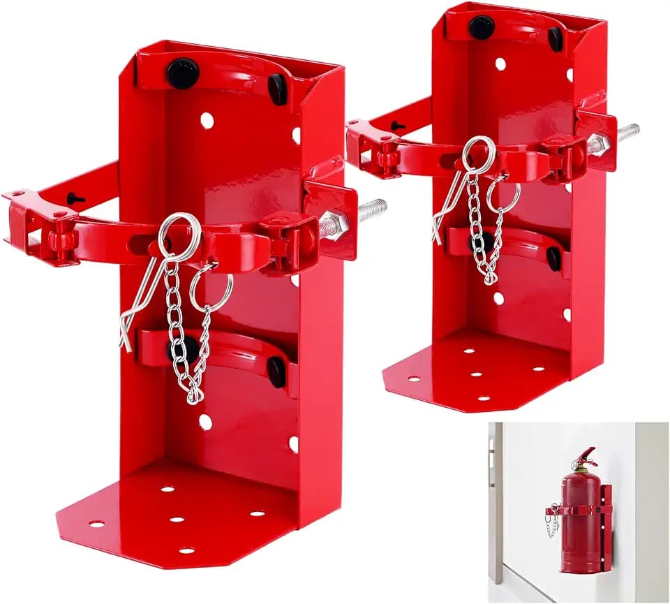 New Heavy Duty Fire Extinguisher Bracket Wall Mount, 2 Pcs Vehicle Fire Extinguisher Brackets St12 Steel, Fit 10lb Dry/5lb CO2 Extinguisher, for Garage Vehicle Boat Replace amerex 809,3-Yr Warranty