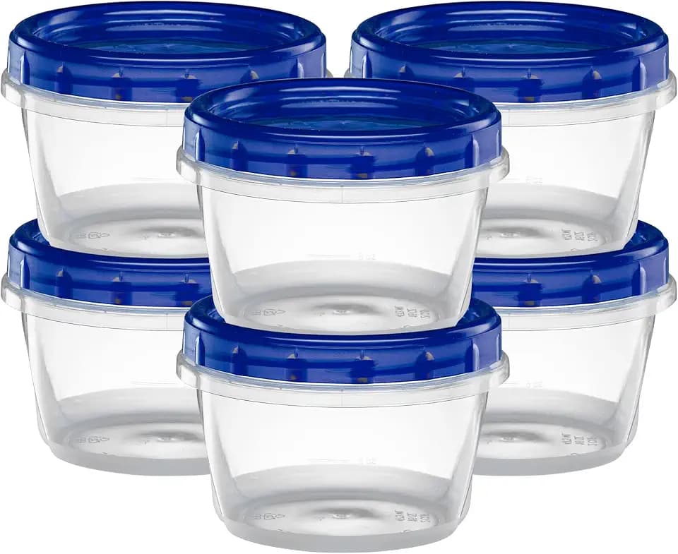 ELEGANT DISPOSABLES Twist Top Deli Containers Food Storage Containers Blue Screw on Lid Reusable Stackable Leakproof Airtight, pack of 10-16 oz containers