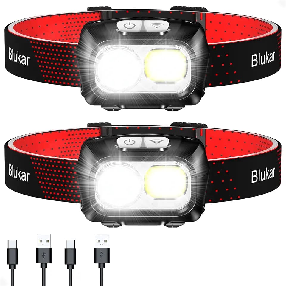 Blukar LED Headlamp Rechargeable, 2000L Super Bright Headlight Flashlight