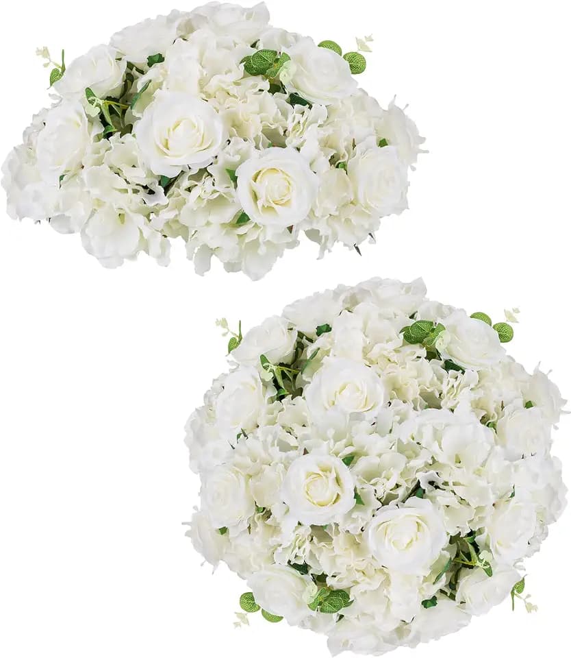 BLOSMON Fake Flower Balls Centerpieces for Table, 15.7" Large, Set of 2