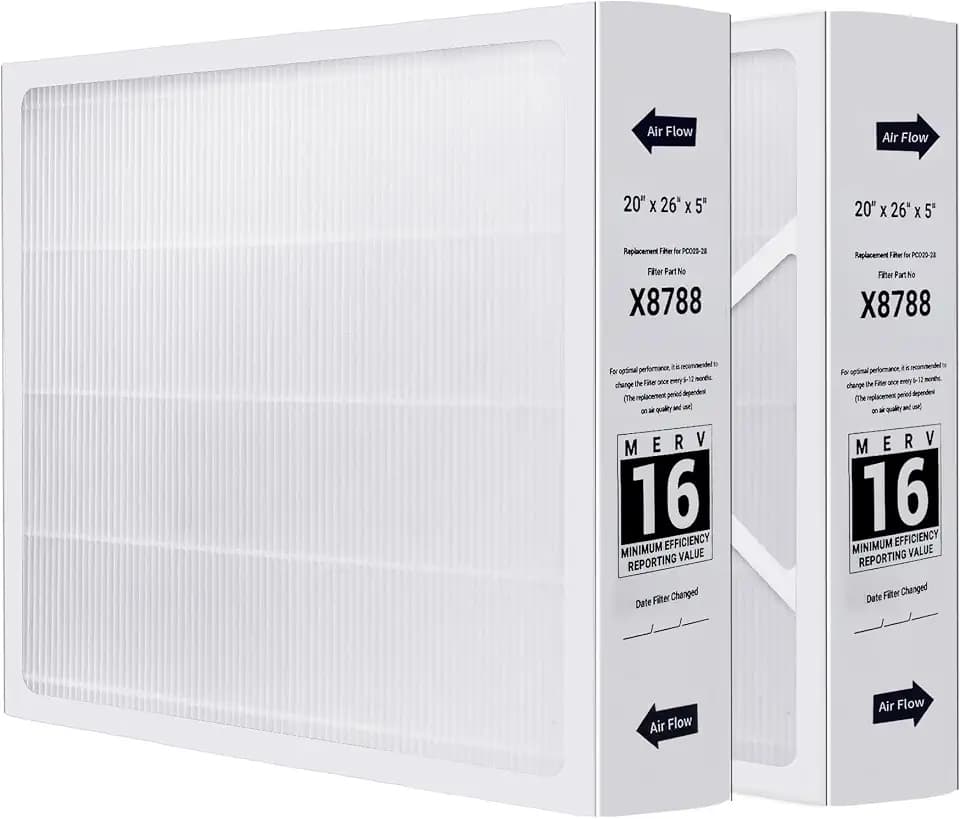 2 Pack X8788 MERV 16 Filter 20x26x5, Compatible with Pureair PCO20-28 Air Cleaner and Lennox X8788 Filter