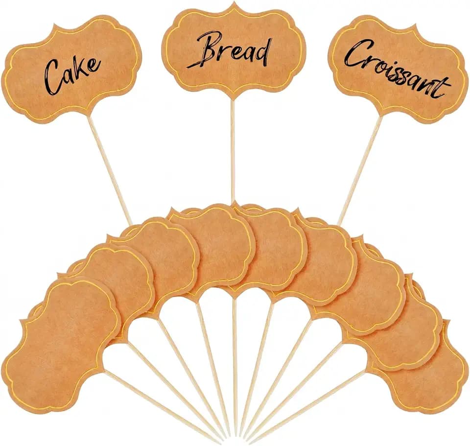 Blulu 50 Pcs Cheese Marker Toothpick Label for Charcuterie,Brown