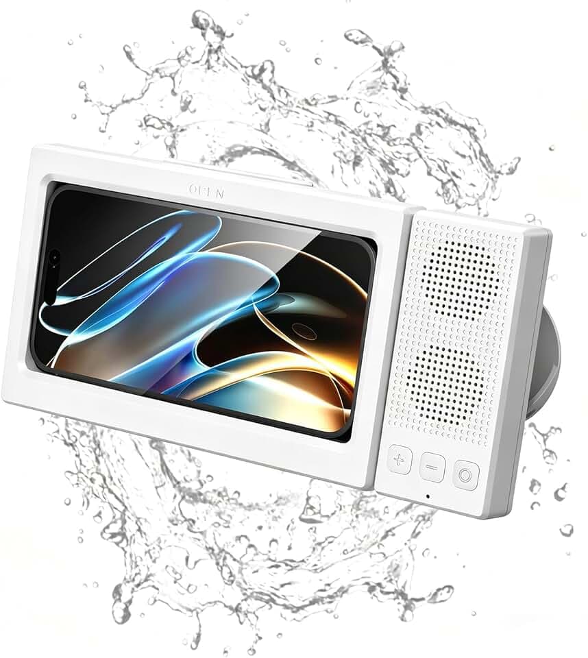 2nd Gen Shower Phone Holder Waterproof with Speaker Hole 1200mAh