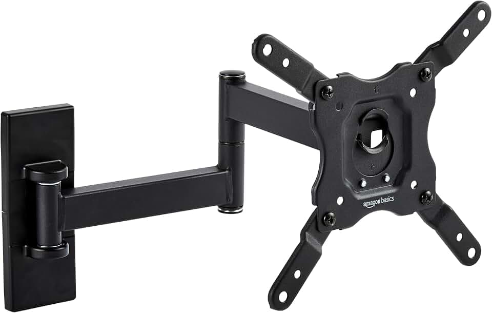 Amazon Basics TV-Wandhalterung, Voll Beweglich, Schwenk-/Neigbare TV-Halterung für Flache/Gebogene Fernseher/Monitore 12–40 Zoll bis 36kg, TV-Halterung, Max. VESA 200mm x 200mm, Schwarz