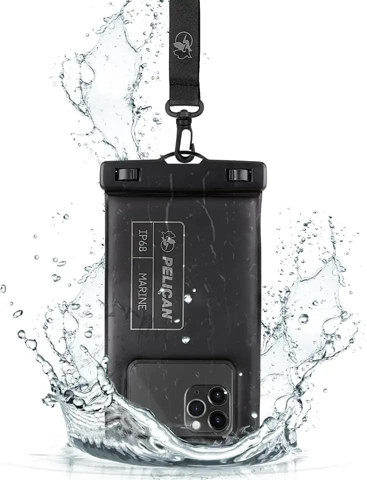 Pelican Marine – IP68 wasserdichte Handytasche/Hülle (normale Größe) – schwimmende wasserdichte Handyhülle – iPhone 14 Pro Max/ 13 Pro Max/12 Pro Max/ 11/ S22 Ultra/Pixel 7 – abnehmbares Umhängeband –