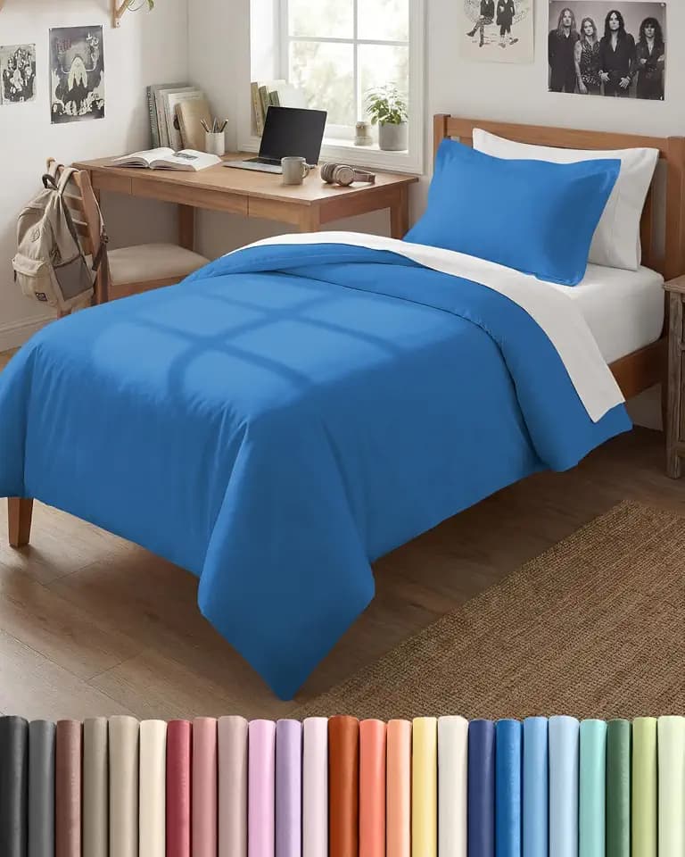 Duvet Cover Twin/Twin XL - 2 Piece Set, College Dorm Room - Royal Blue