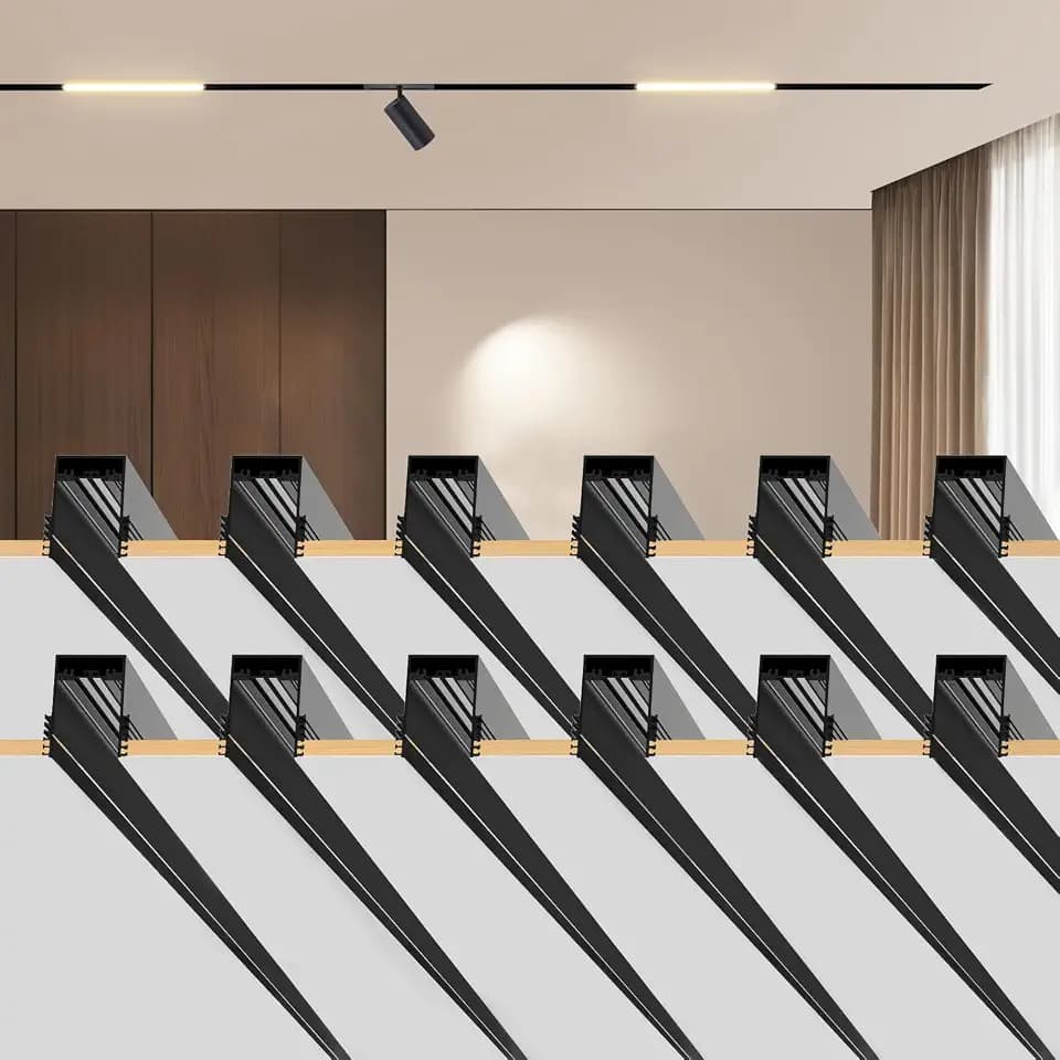 SCON Magnetic Track Light Rails, Pre-Ceiling Recessed Mount Aluminum Track