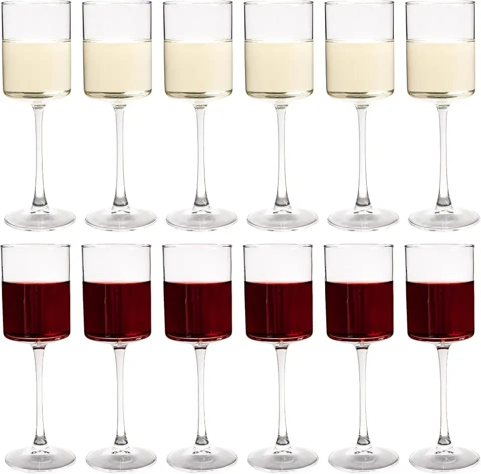 YANGNAY White Wine Glasses Set of 12, Clear Stemmed Wine Glasses for Party, Home, Restaurant Use, 9.5 oz Large Capacity