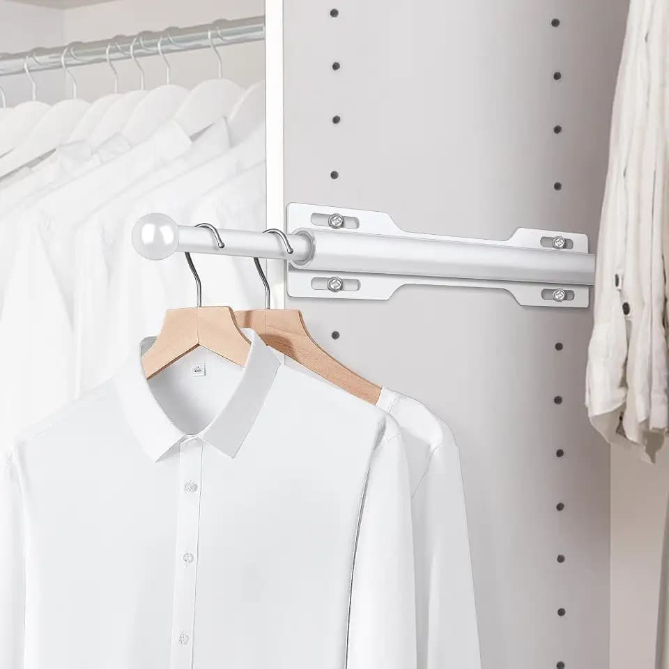 12" Valet Rod for Closet Pull Out (1 Pack, White)