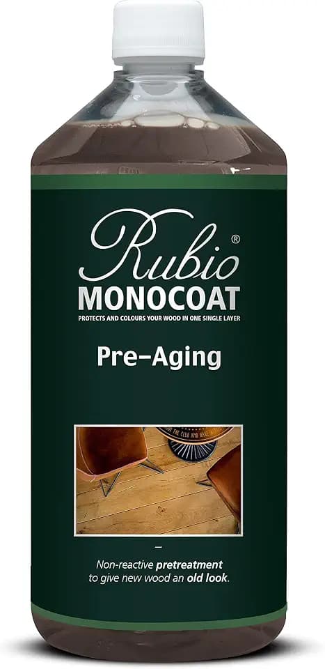 Rubio Monocoat Pre-Aging Wood Pre-Treatment, 200 ft² - Authentic 6 | Non-Reactive Water-Based Wood Stain | Aged Look for All Indoor Wooden Surfaces & Furniture | Use with Oil Plus 2C | 1 Liter