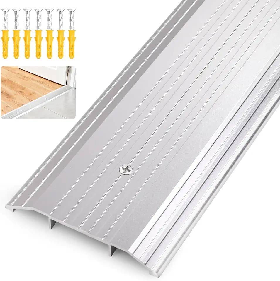 Raytano 48" L 4" W 0.5" H Extra-Sturdy Aluminum Door Threshold Strip,Thicken Floor Transition Strip for Commercial and High Traffic Places, Size 48in×4in×0.5in (Silver)